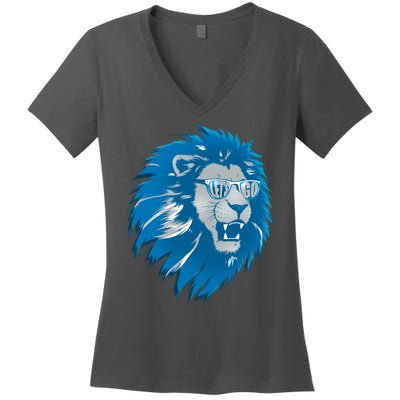 Lets Go Detroit Football Sports Fan Women's V-Neck T-Shirt