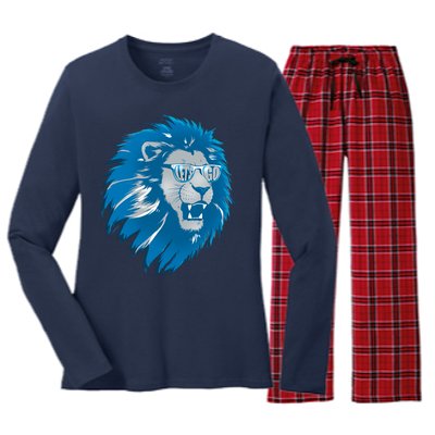 Lets Go Detroit Football Sports Fan Women's Long Sleeve Flannel Pajama Set 