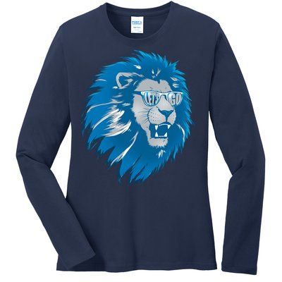 Lets Go Detroit Football Sports Fan Ladies Long Sleeve Shirt