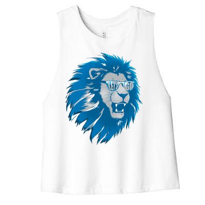 Lets Go Detroit Football Sports Fan Women's Racerback Cropped Tank