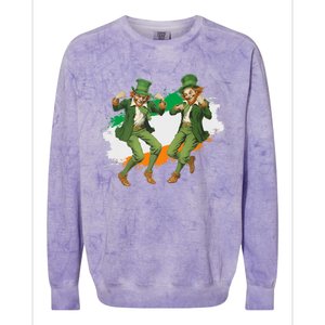 Leprechauns Gridd Dance St Patricks Day Irish Flag Colorblast Crewneck Sweatshirt