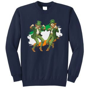 Leprechauns Gridd Dance St Patricks Day Irish Flag Tall Sweatshirt