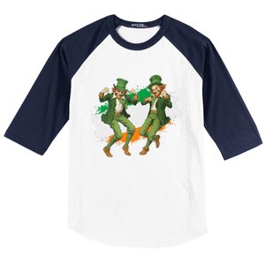 Leprechauns Gridd Dance St Patricks Day Irish Flag Baseball Sleeve Shirt