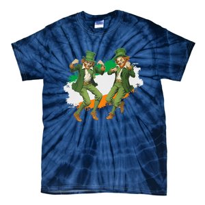 Leprechauns Gridd Dance St Patricks Day Irish Flag Tie-Dye T-Shirt