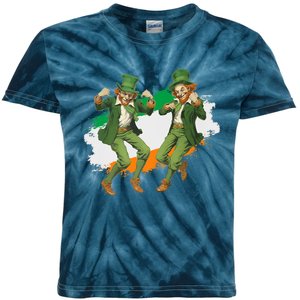 Leprechauns Gridd Dance St Patricks Day Irish Flag Kids Tie-Dye T-Shirt