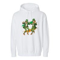 Leprechauns Gridd Dance St Patricks Day Irish Flag Garment-Dyed Fleece Hoodie