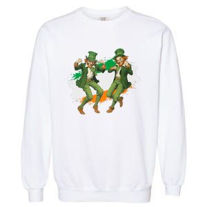 Leprechauns Gridd Dance St Patricks Day Irish Flag Garment-Dyed Sweatshirt