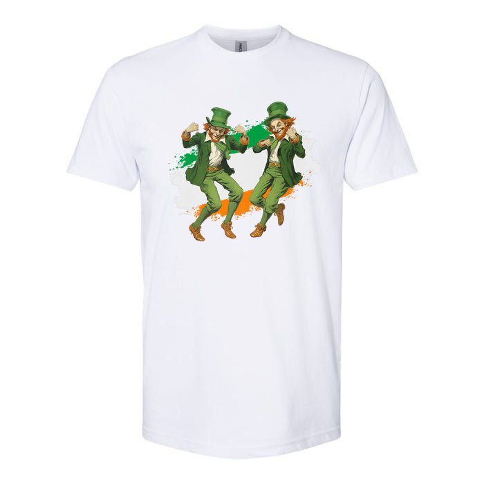 Leprechauns Gridd Dance St Patricks Day Irish Flag Softstyle CVC T-Shirt