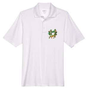 Leprechauns Gridd Dance St Patricks Day Irish Flag Men's Origin Performance Pique Polo