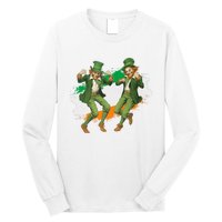 Leprechauns Gridd Dance St Patricks Day Irish Flag Long Sleeve Shirt