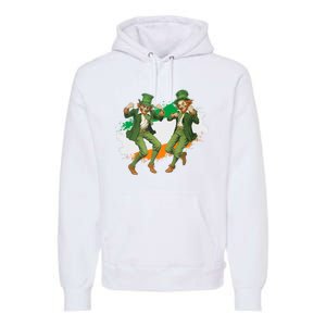 Leprechauns Gridd Dance St Patricks Day Irish Flag Premium Hoodie