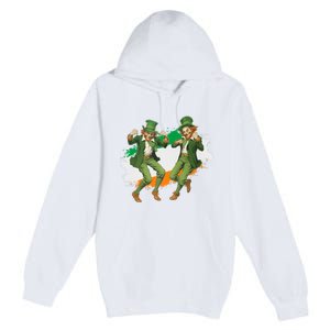 Leprechauns Gridd Dance St Patricks Day Irish Flag Premium Pullover Hoodie