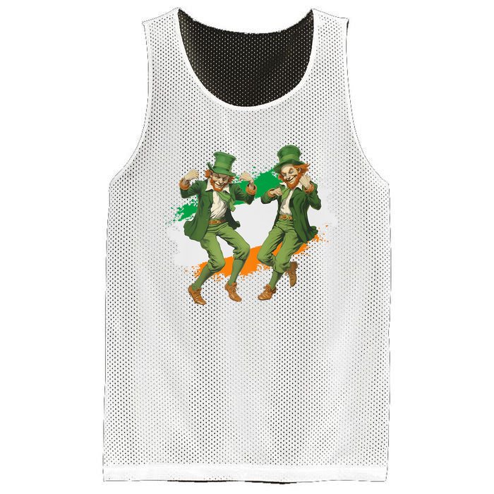 Leprechauns Gridd Dance St Patricks Day Irish Flag Mesh Reversible Basketball Jersey Tank