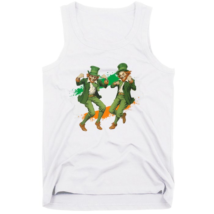 Leprechauns Gridd Dance St Patricks Day Irish Flag Tank Top