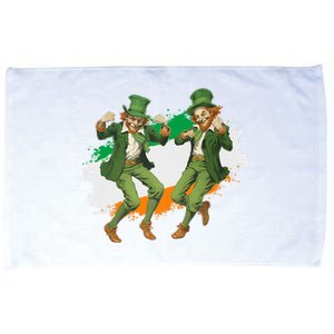 Leprechauns Gridd Dance St Patricks Day Irish Flag Microfiber Hand Towel