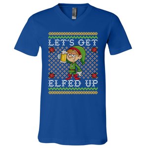 LetS Get Elfed Up Funny Ing Drunk Elf Ugly Christmas Gift V-Neck T-Shirt