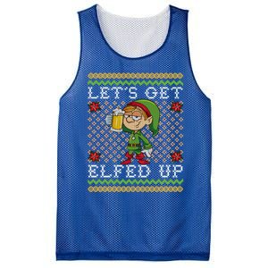 LetS Get Elfed Up Funny Ing Drunk Elf Ugly Christmas Gift Mesh Reversible Basketball Jersey Tank