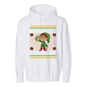 LetS Get Elfed Up Funny Ing Drunk Elf Ugly Christmas Gift Garment-Dyed Fleece Hoodie