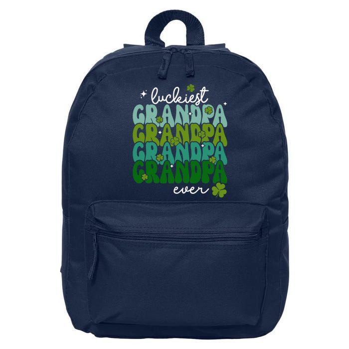 Luckiest Grandpa Ever Groovy Retro St Patrick's Day 16 in Basic Backpack