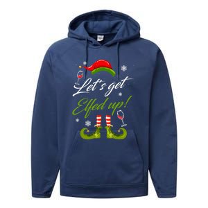 Let's Get Elfed Up Wine Drinking Christmas Performance Fleece Hoodie