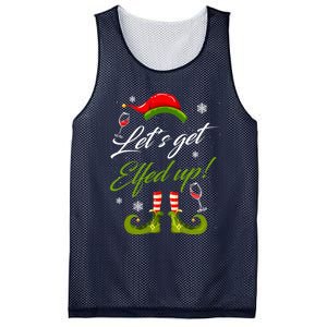 Let's Get Elfed Up Wine Drinking Christmas Mesh Reversible Basketball Jersey Tank