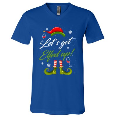 Lets Get Elfed Up Wine Ing Christmas Gift V-Neck T-Shirt