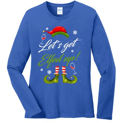 Lets Get Elfed Up Wine Ing Christmas Gift Ladies Long Sleeve Shirt