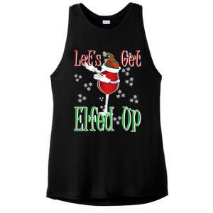 Let's Get Ed Up Christmas Dabbing Red Wine Glass Gift Cool Gift Ladies PosiCharge Tri-Blend Wicking Tank