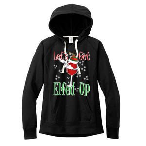 Let's Get Ed Up Christmas Dabbing Red Wine Glass Gift Cool Gift Women's Fleece Hoodie