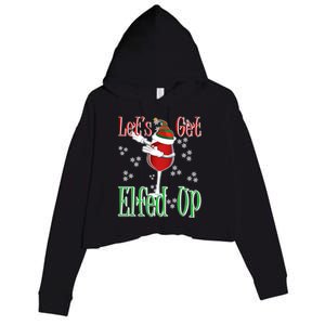 Let's Get Ed Up Christmas Dabbing Red Wine Glass Gift Cool Gift Crop Fleece Hoodie