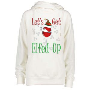 Let's Get Ed Up Christmas Dabbing Red Wine Glass Gift Cool Gift Womens Funnel Neck Pullover Hood