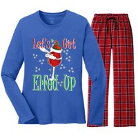 Let's Get Ed Up Christmas Dabbing Red Wine Glass Gift Cool Gift Women's Long Sleeve Flannel Pajama Set 