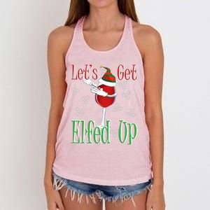 Let's Get Ed Up Christmas Dabbing Red Wine Glass Gift Cool Gift Women's Knotted Racerback Tank