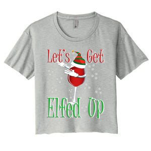 Let's Get Ed Up Christmas Dabbing Red Wine Glass Gift Cool Gift Women's Crop Top Tee