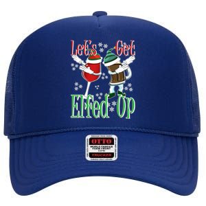 Let's Get Ed Up Christmas Dabbing Wine Beer Ing Gift High Crown Mesh Back Trucker Hat