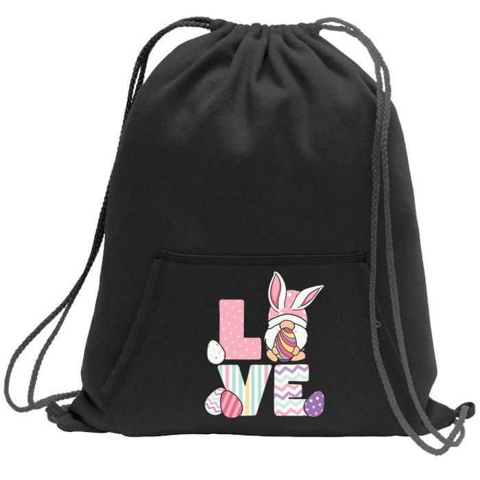 LOVE Gnome Easter Egg Cute Ears Rabbit Easter Day Sweatshirt Cinch Pack Bag