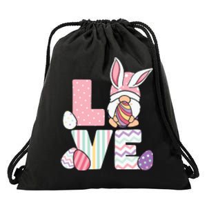 LOVE Gnome Easter Egg Cute Ears Rabbit Easter Day Drawstring Bag