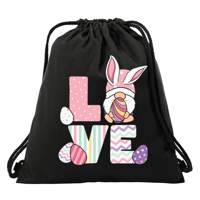 LOVE Gnome Easter Egg Cute Ears Rabbit Easter Day Drawstring Bag