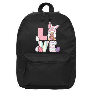 LOVE Gnome Easter Egg Cute Ears Rabbit Easter Day 16 in Basic Backpack