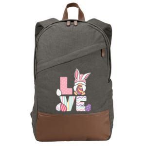 LOVE Gnome Easter Egg Cute Ears Rabbit Easter Day Cotton Canvas Backpack