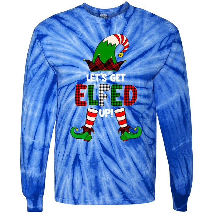 Lets Get Elfed Up Elf Christmas Family Matching Drunk Pajama Cute Gift Tie-Dye Long Sleeve Shirt