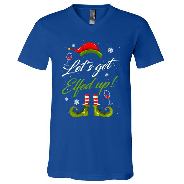 LetS Get Elfed Up Wine Ing Christmas Gift V-Neck T-Shirt