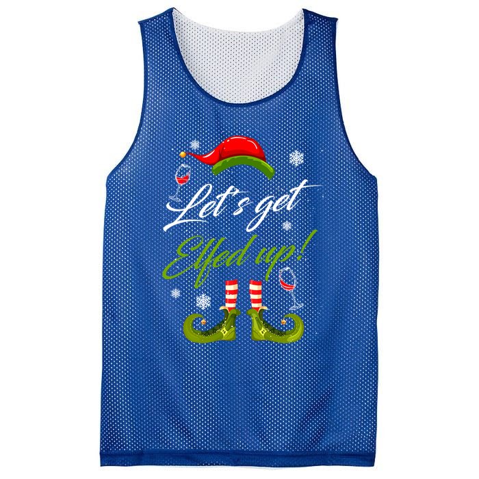 LetS Get Elfed Up Wine Ing Christmas Gift Mesh Reversible Basketball Jersey Tank