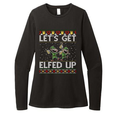 LetS Get Elfed Up Funny Christmas Ugly Christmas Womens CVC Long Sleeve Shirt