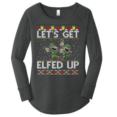 LetS Get Elfed Up Funny Christmas Ugly Christmas Women's Perfect Tri Tunic Long Sleeve Shirt