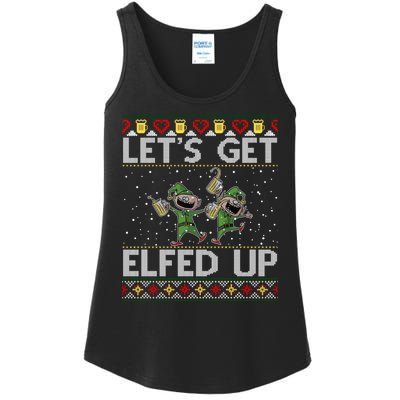 LetS Get Elfed Up Funny Christmas Ugly Christmas Ladies Essential Tank