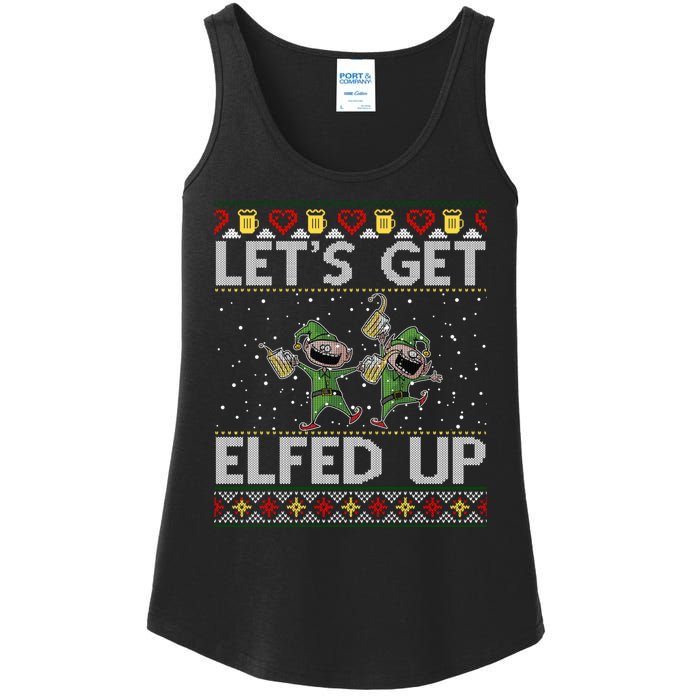 LetS Get Elfed Up Funny Christmas Ugly Christmas Ladies Essential Tank