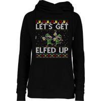 LetS Get Elfed Up Funny Christmas Ugly Christmas Womens Funnel Neck Pullover Hood