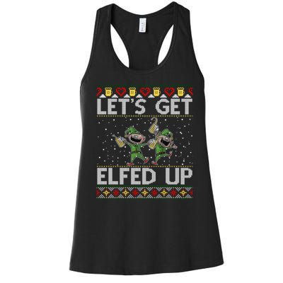 LetS Get Elfed Up Funny Christmas Ugly Christmas Women's Racerback Tank