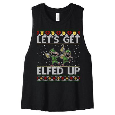 LetS Get Elfed Up Funny Christmas Ugly Christmas Women's Racerback Cropped Tank